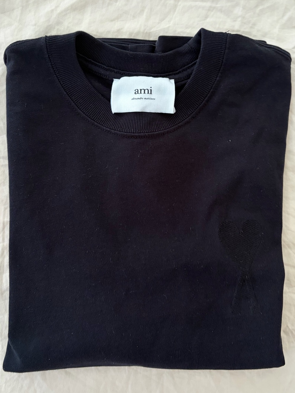 Ami Paris Black T Shirt With Heart Logo